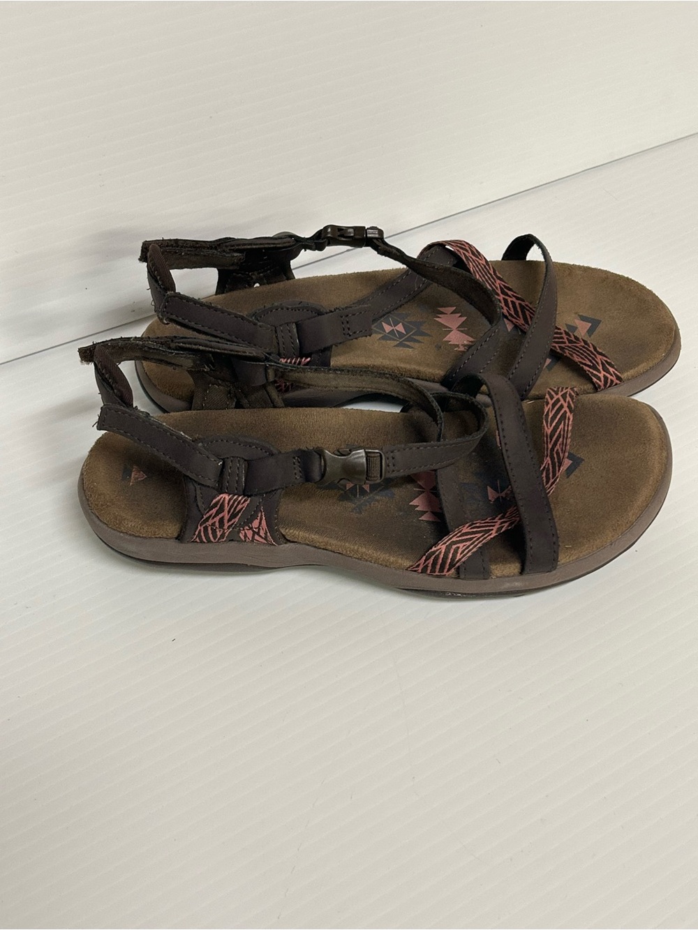 Skechers Women's Reggae Slim Vacay Sandals Brown Sz 6.5 Memory Foam Adjustable